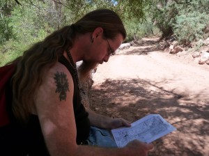 Carl reading the map. Bring a good freind!