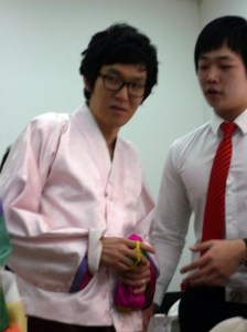 Sammy being congratulated by Terry