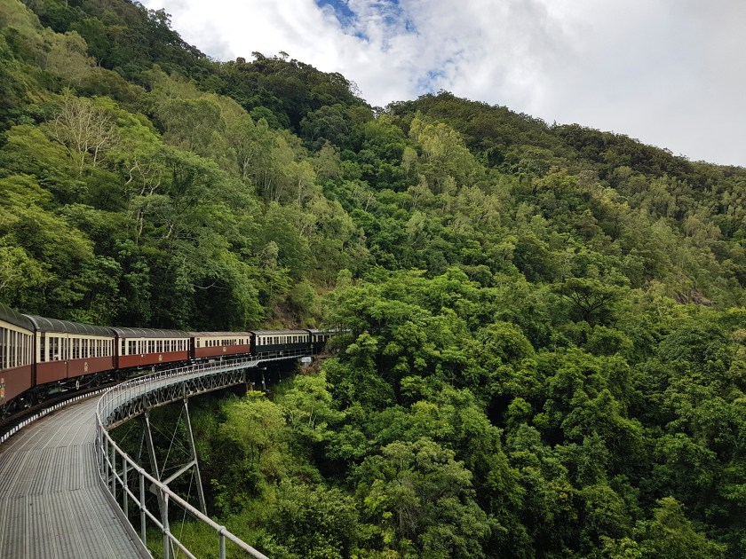 train through mountains