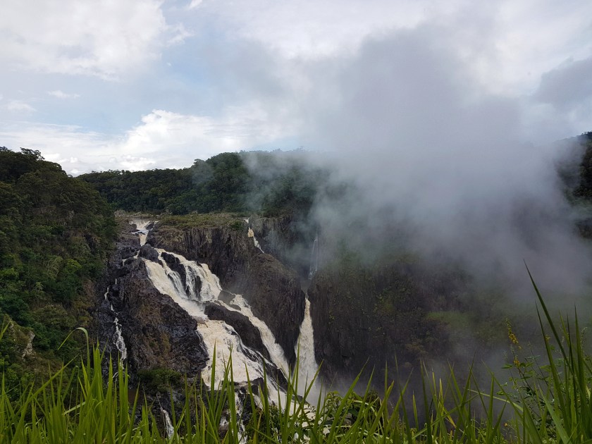 waterfall and mist